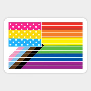 Pansexual Pride Progressive American Flag Sticker